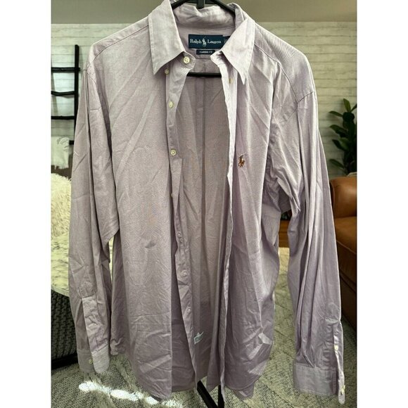 Polo Ralph Lauren Purple Classic Solid Button-Down Oxford Shirt Mens Size 16.5 - Picture 2 of 6